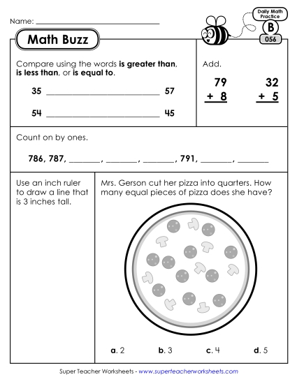 Math Buzz: Week 12<br>Worksheets 56 through 60