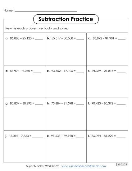 Subtraction Boxes