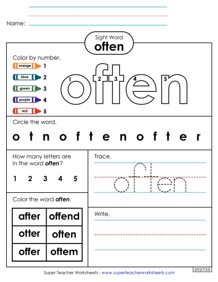 Worksheet 4: Often