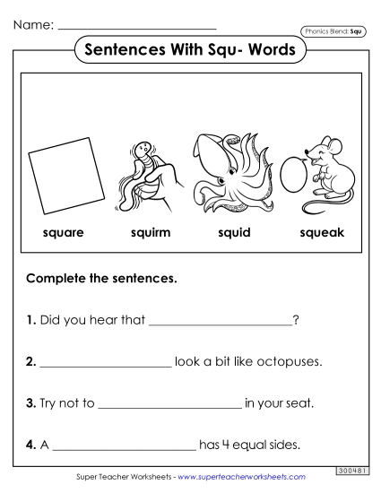 Sentences with Squ- Words