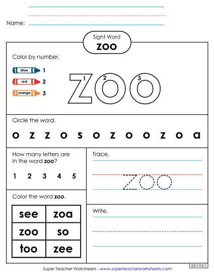 Worksheet 4: Zoo