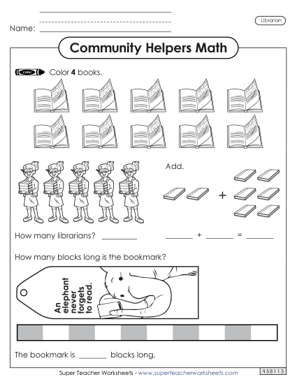 Community Helpers Math: Librarian