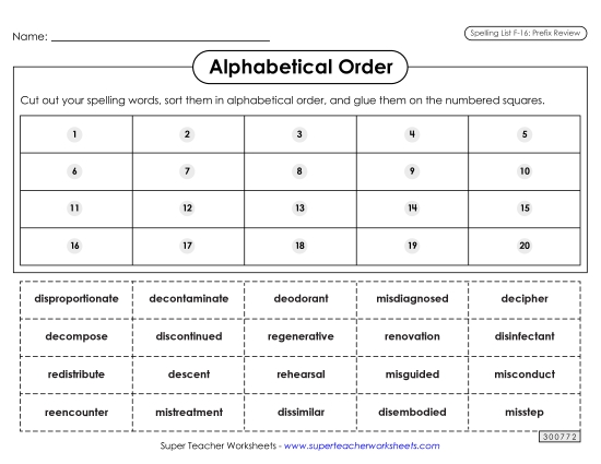 Alphabetical Order: Cut-Glue (F-16)
