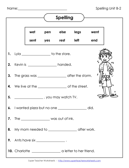 2nd Grade Spelling (Level B) Free Printable Worksheet