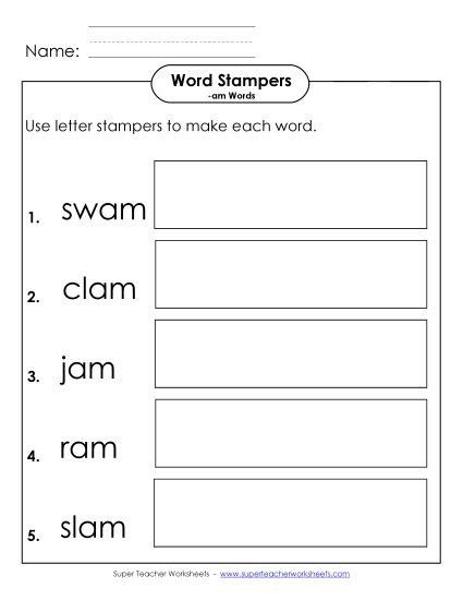 Letter Stampers Activity (-am Words)