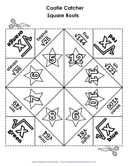 Cootie Catcher: Square Roots