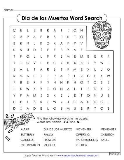 Día de los Muertos Word Search