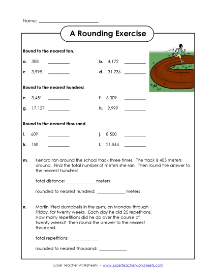 Rounding Exercise<br>(Ten, Hundred, Thousand)