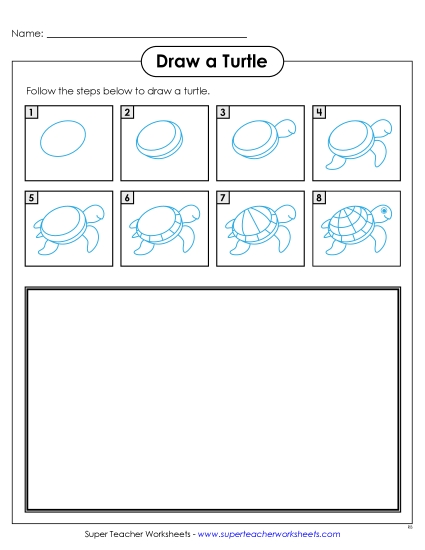 Draw a Turtle Learning To Draw Worksheet