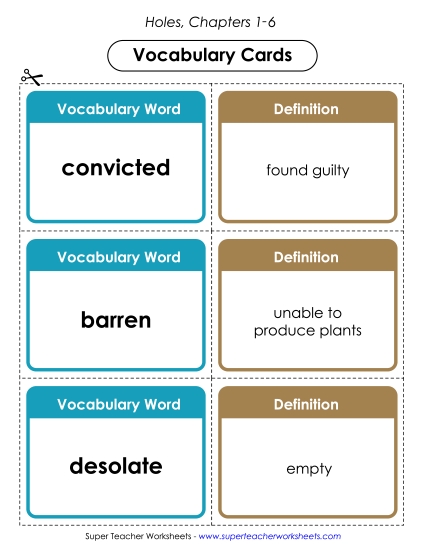 Vocabulary Cards for Chapters 1-6