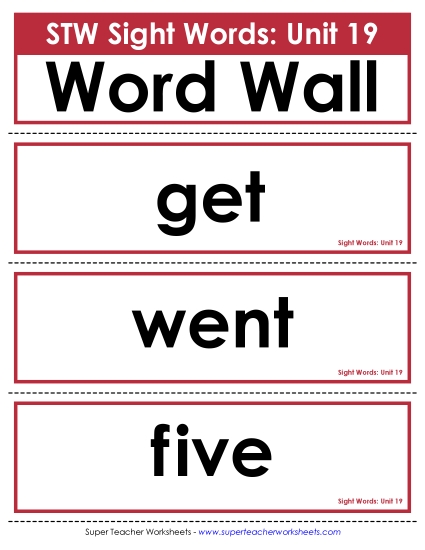 Pocket Chart or <br>Word Wall (Unit 19)