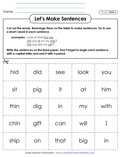 Let\'s Make Sentences:<br>Short I Words