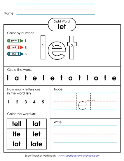 Worksheet 4: Let