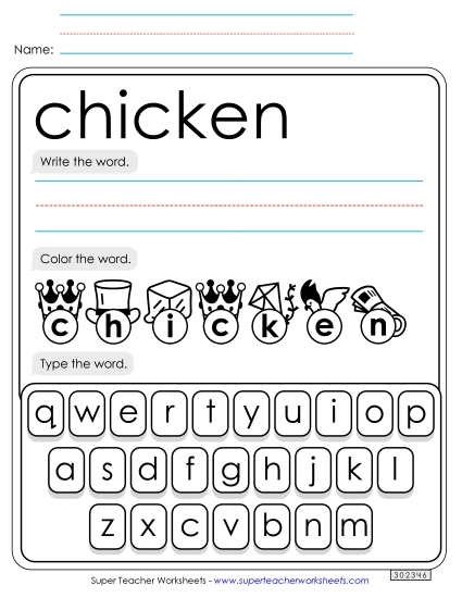 Write, Color, Type: Chicken