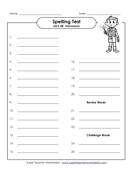 Spelling Test (E-28)