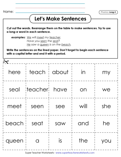 Let\'s Make Sentences (Long E)