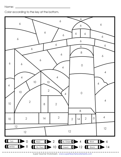 Double Color-by-Number: Farm or Lighthouse