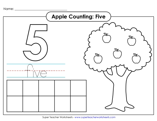 Apple Counting Mat: Five
