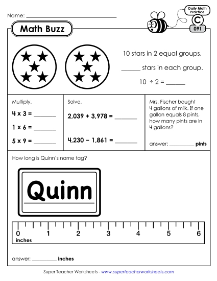 Math Buzz: Week 19<br>Worksheets 91 through 95