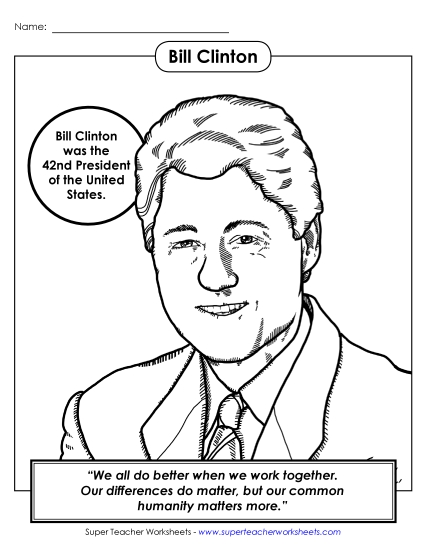 President #42: Clinton Coloring Page