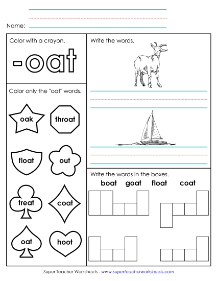 Worksheet 1 (-oat Words)