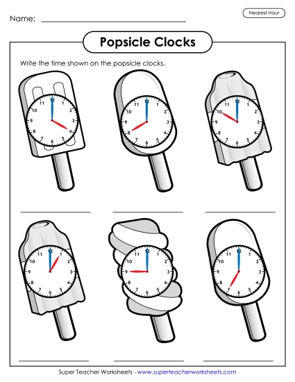 Popsicle Clocks - Nearest Hour