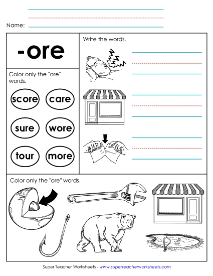 Worksheet 2 (-ore Words)