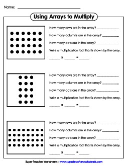 Multiplying with Arrays 3rd Grade Math Worksheet