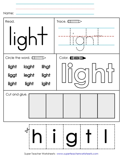 Worksheet 2: Light