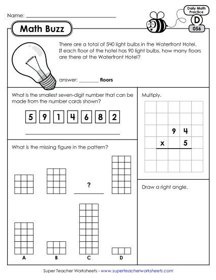 Math Buzz: Week 12<br>Worksheets 56 through 60