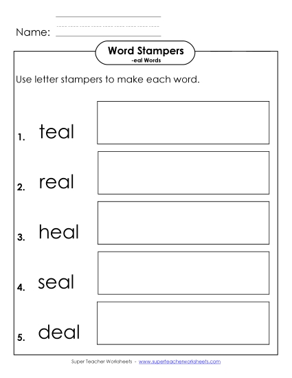 Letter Stampers Activity (-eal Words) 