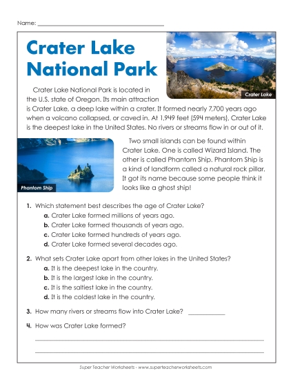 Crater Lake National Park (Short Passage)