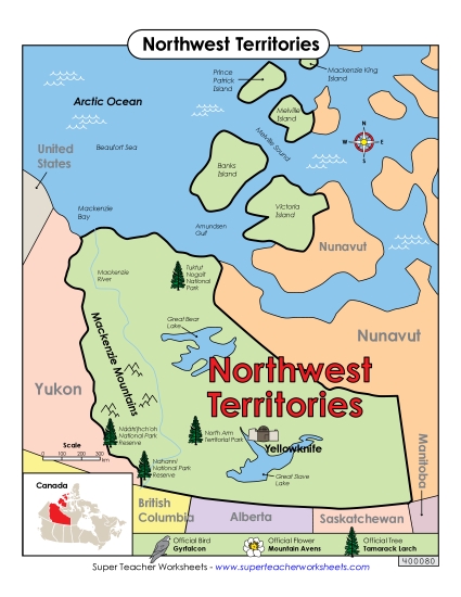 Northwest Territories Map (Full Colour)