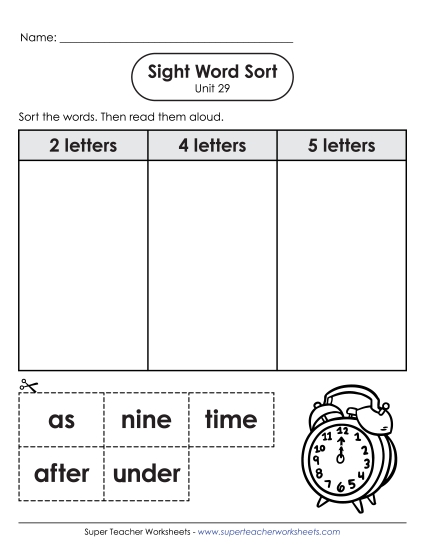 Sight Word Sort (Unit 29)