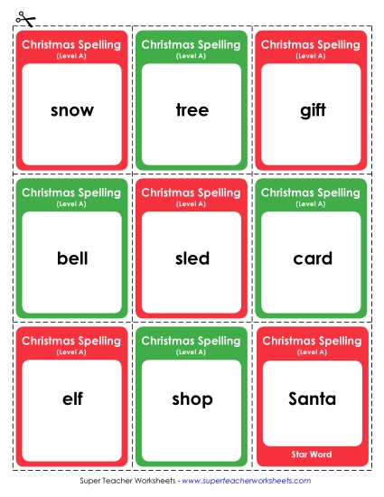 Flashcards (A-Christmas)  Spelling A Worksheet