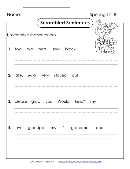 Scrambled Sentences (B-1)