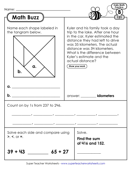 Math Buzz: Week 25<br>Worksheets 121 through 125