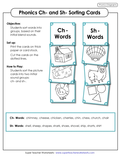Picture Card Sort: Ch and Sh Words