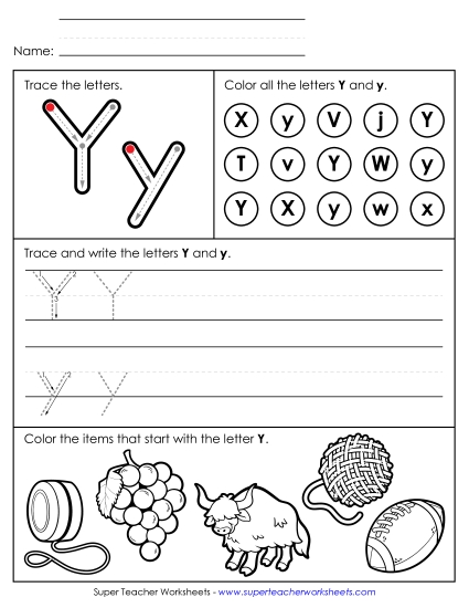 Tracing, Writing, and Recognizing Letter Y