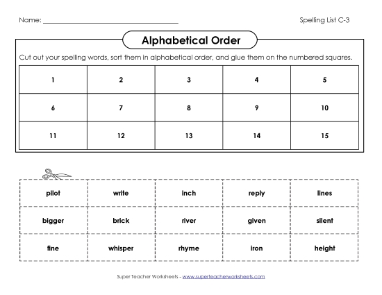 ABC Order: Cut & Paste (C-3)
