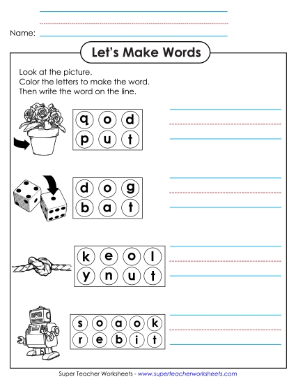 Color the Letters & Write (-ot)