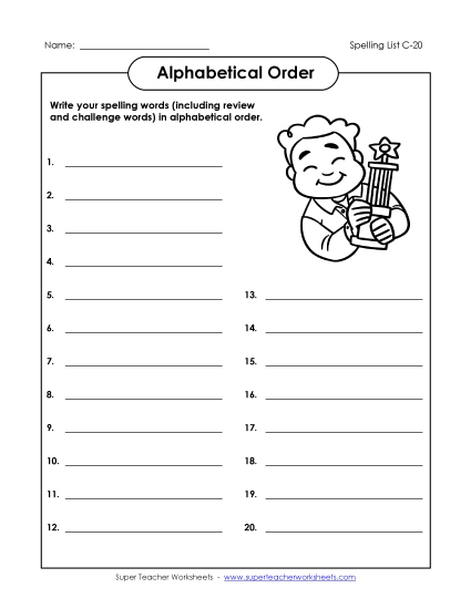 ABC Order: Write List (C-20)