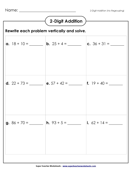 Addition Boxes: 2-Digit (No Regrouping)
