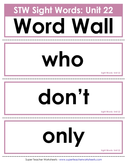 Pocket Chart or <br>Word Wall (Unit 22)