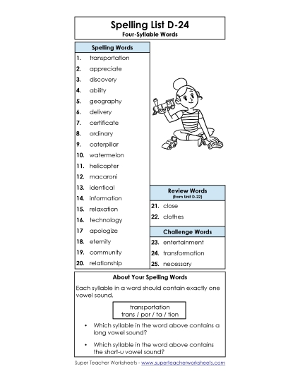 Spelling List D-24