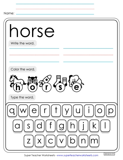 Write, Color, Type: Horse