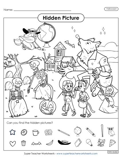 Hidden Pictures: Halloween Worksheet