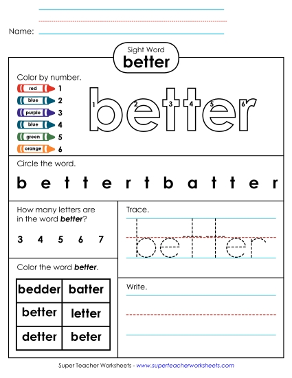 Worksheet 4: Better