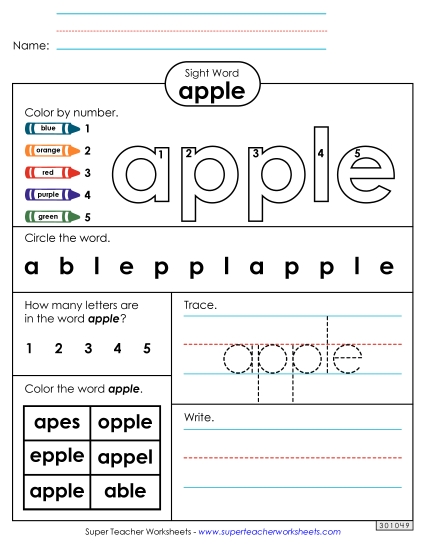Worksheet 4: Apple