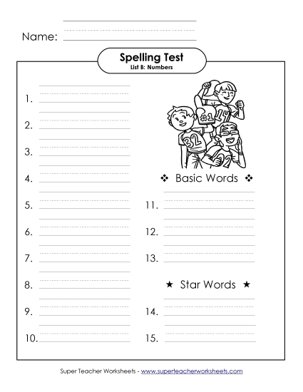 Spelling Test (B-Number Words) 